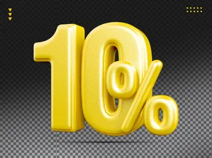 Mẫu số sale giảm giá 10% 3D màu vàng gold PNG chất lượng cao CR074