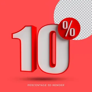 Mẫu số sale giảm giá 10% 3D đỏ trắng vector chất lượng cao CR019