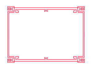 Mẫu khung hình chữ nhật hoa văn màu đỏ vector file PNG 083